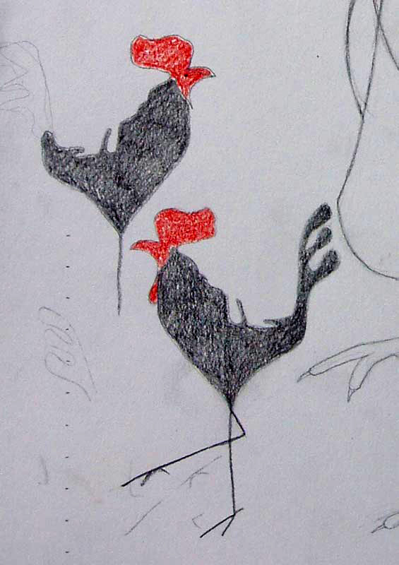 cockerel, pencil, sketch, rooster