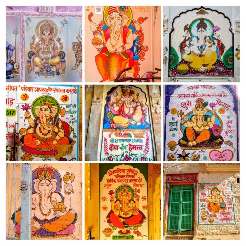 jaisalmar, Ganesh, wall painting, elephant, elephants, god, hindu, marriage, rajasthan, india