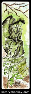 nunhead cemetery, nunhead, london, angel, grave, grave stone, pen and wash, pen and watercolour, pen and watercolour, sketch