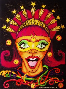 andalucia, carnaval, carnival, group show, art, exhibition, vejer, arte vejer, cadiz carnaval, drag queen, virgin, mask, music, streamers, wig, pastels, charcoal, music, singing
