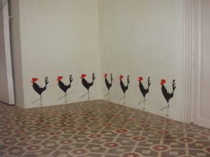 cockerel, mural, casa del arco, stencil, illustration