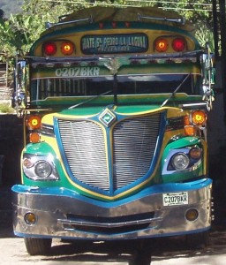 chicken bus, san pedro la laguna, guatemala