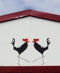 cockerel, mural, stencil