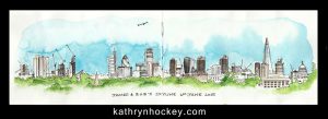 london, london skyline, pen and wash, pen and watercolour, pen and watercolour, sketch