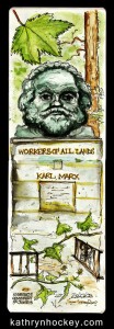 highgate cemetery, highgate, london, karl marx, grave, grave stone, pen and wash, pen and watercolour, pen and watercolour, sketch