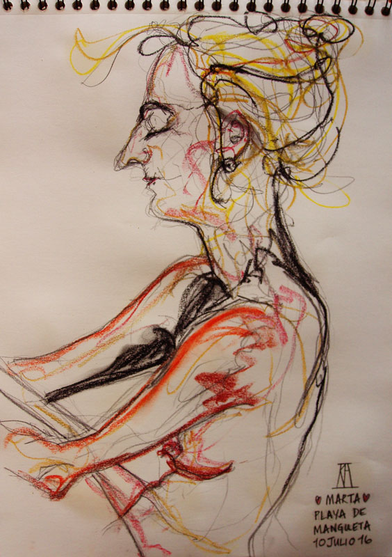 life drawing, model, sketching, beach sketches, charcoal, pastel