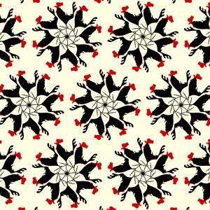 rooster, cockerel, circle, repeat, pattern, illustration