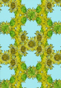 Sunflowers, digital collage, pattern