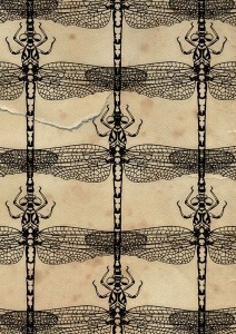 dragonflies, dragonfly, digital collage, pattern, illustration