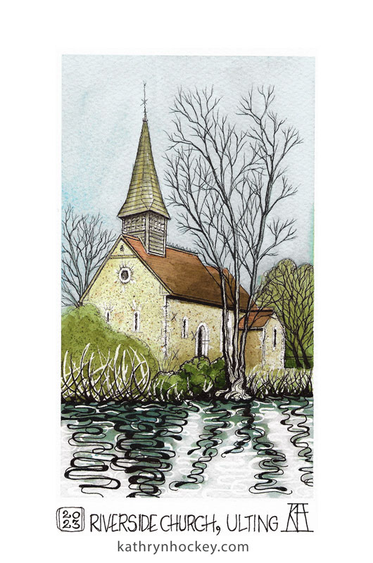 langford and ulting village hall, art exhibition, church, water, ulting, river chelmer, riverbank, riverside,silhouette, landscape, essex, burnham art club, pen and wash, drawing, painting, illustration, watercolour, watercolor