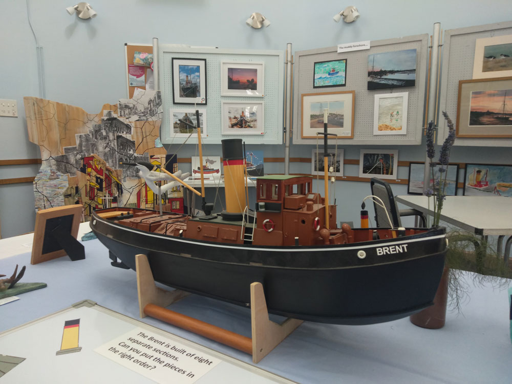 art, exhibition, sculpture, painting, brent, steam tug, boat, maldon, essex, heritage, group show