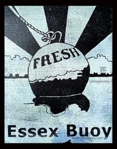 essex buoy, gel plate, gelli arts, monoprint, acrylic paint, seawhite black paper, amsterdam acrylic paint, image transfer