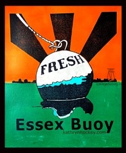 essex buoy, gel plate, gelli arts, monoprint, acrylic paint, seawhite black paper, amsterdam acrylic paint, reverse painting, image transfer
