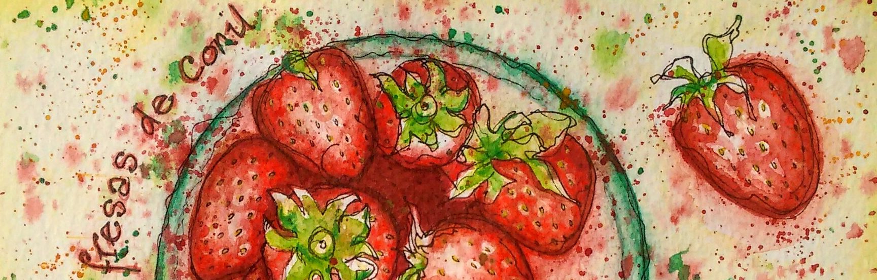 strawberries, strawberry, fruit, fresa, fresas, conil, fruta, pen and watercolour, watercolour, water color, sketch, food, illustration, ilustracion, primavera, spring