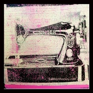 singer, sewing machine, gel plate, gelli arts, monoprint, acrylic paint, seawhite black paper, amsterdam acrylic paint, reverse painting, image transfer